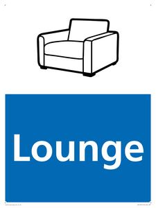 Lounge Illustrated Dementia Friendly Sign NHS Style Blue